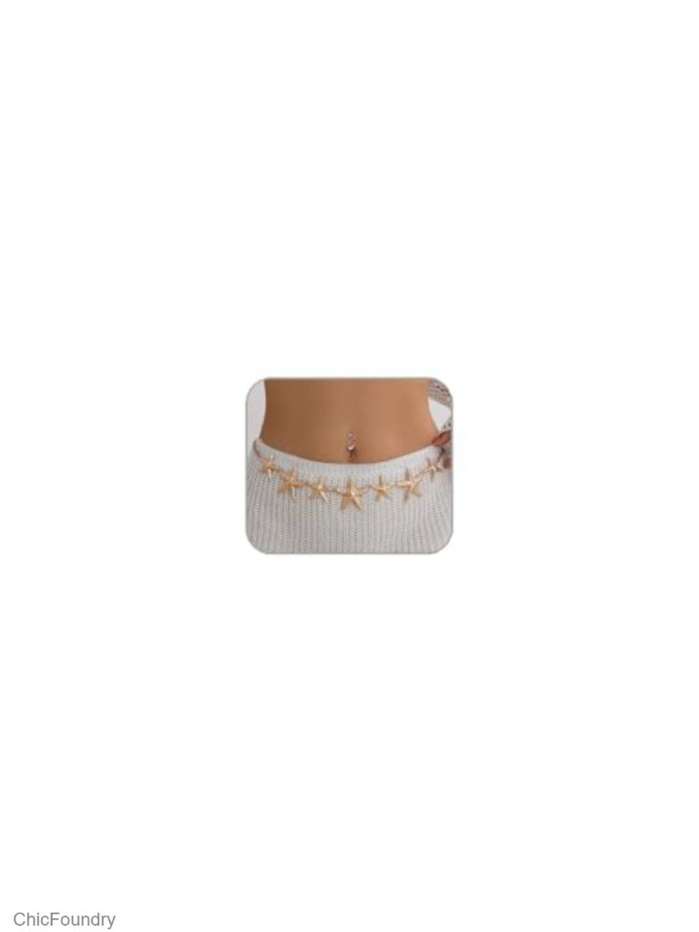 Gold Mermaid Waist Chain Belt Starfish Shell Body Jewelry Adjustable 26-40"